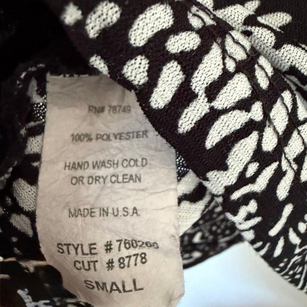 VTG Wet Seal Y2K Floral Patchwork Print Mesh Long Sleeve Top Shirt Black White S - Picture 5 of 5